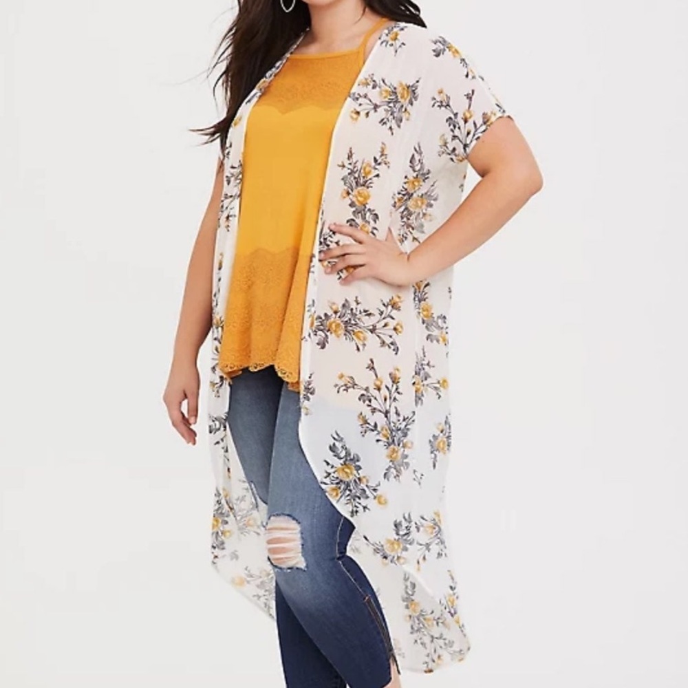 Torrid Floral Chiffon Kimono 1/2